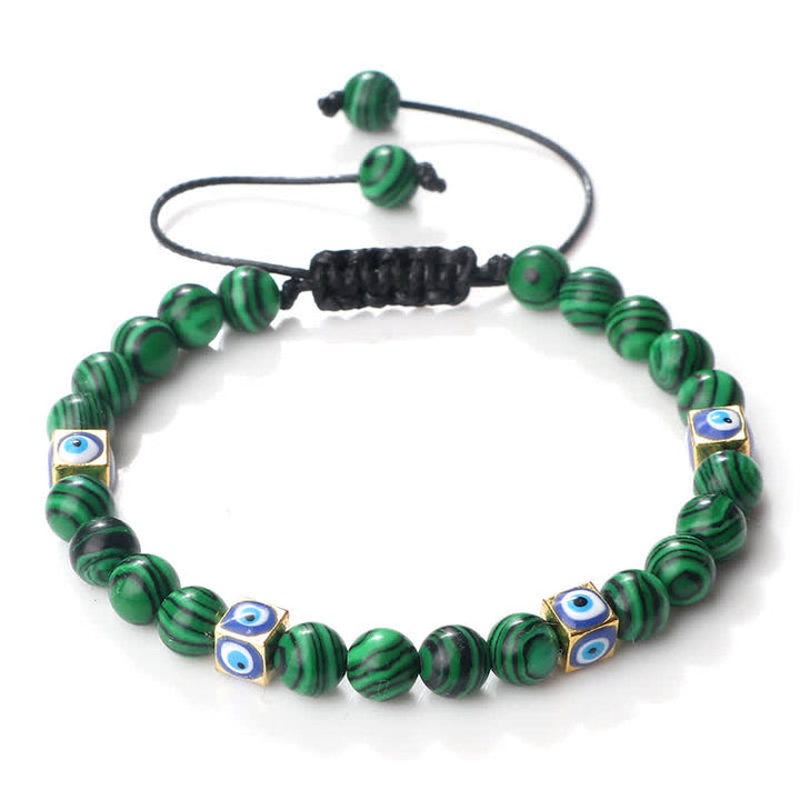 Pulsera trenzada con cuentas de cristal natural de Olivenorma para el mal de ojo 