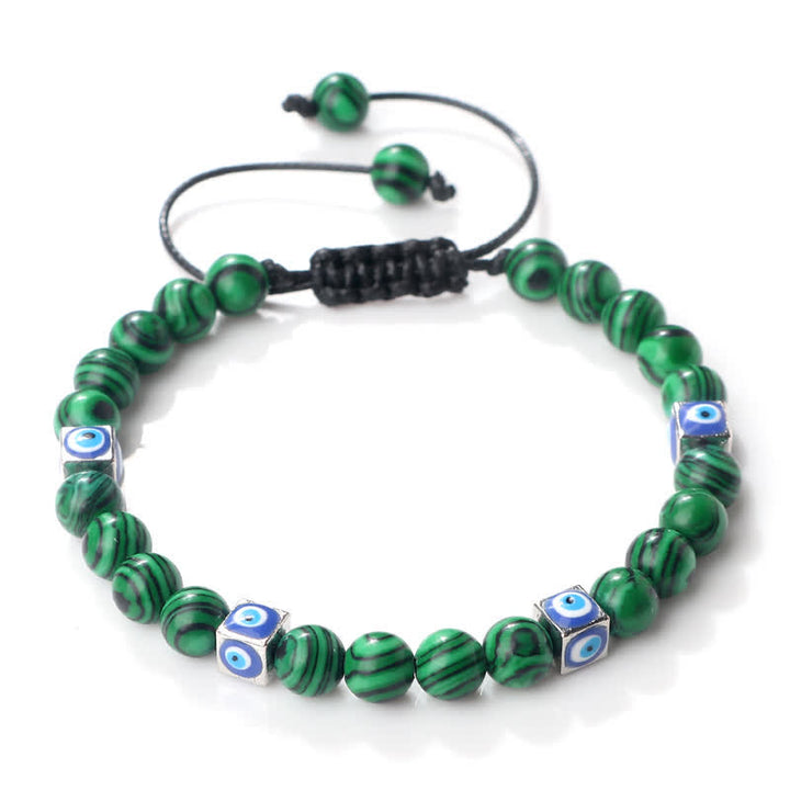 Pulsera trenzada con cuentas de cristal natural de Olivenorma para el mal de ojo 