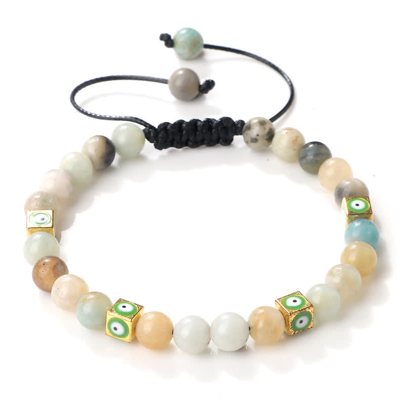 Pulsera trenzada con cuentas de cristal natural de Olivenorma para el mal de ojo 