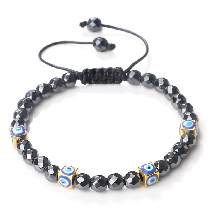 Pulsera trenzada con cuentas de cristal natural de Olivenorma para el mal de ojo 