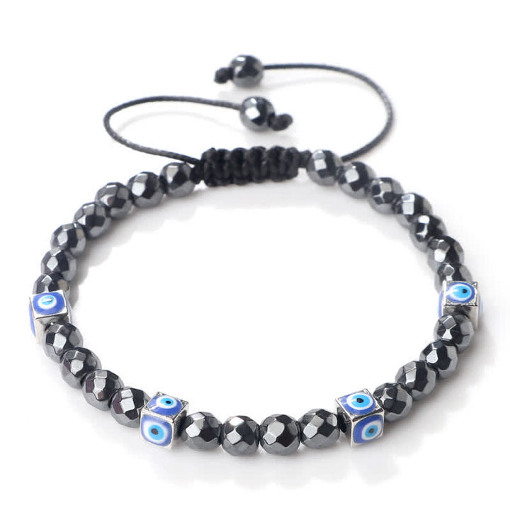 Pulsera trenzada con cuentas de cristal natural de Olivenorma para el mal de ojo 