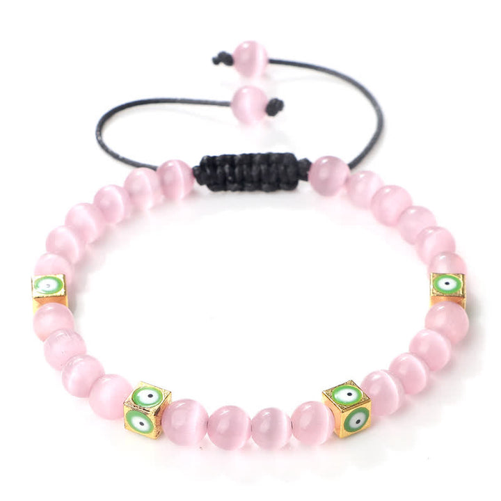 Pulsera trenzada con cuentas de cristal natural de Olivenorma para el mal de ojo 