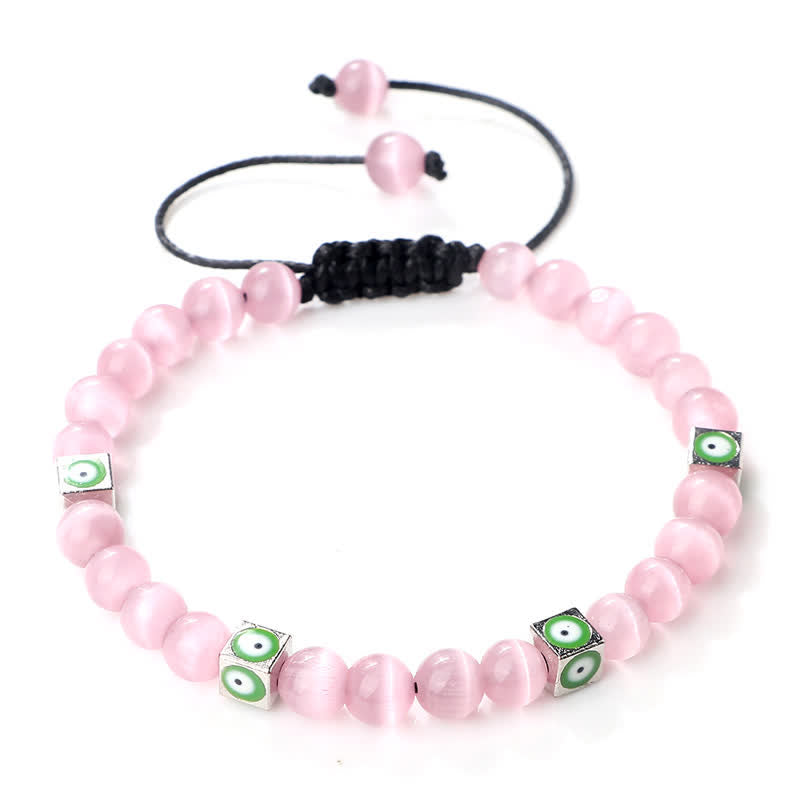 Pulsera trenzada con cuentas de cristal natural de Olivenorma para el mal de ojo 