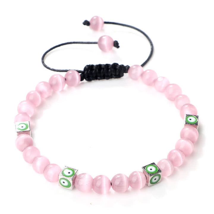 Pulsera trenzada con cuentas de cristal natural de Olivenorma para el mal de ojo 