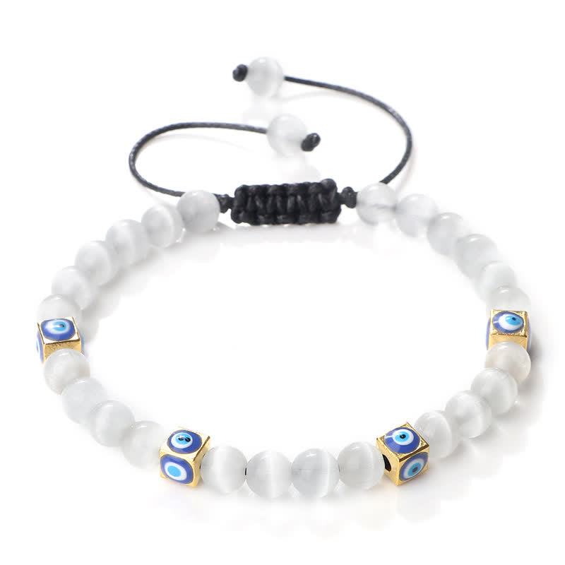 Pulsera trenzada con cuentas de cristal natural de Olivenorma para el mal de ojo 