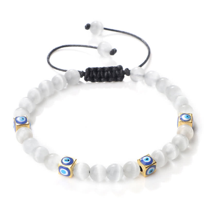 Pulsera trenzada con cuentas de cristal natural de Olivenorma para el mal de ojo 
