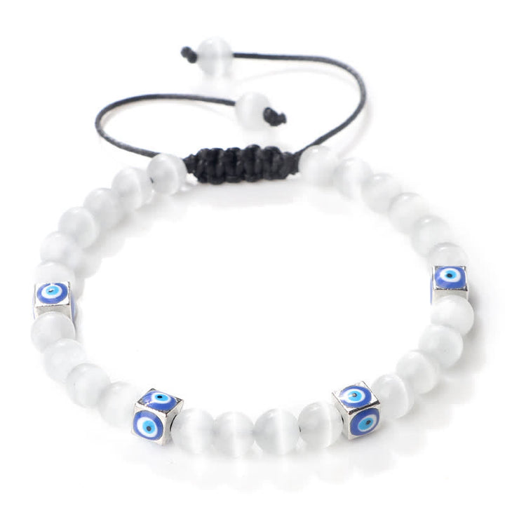 Pulsera trenzada con cuentas de cristal natural de Olivenorma para el mal de ojo 