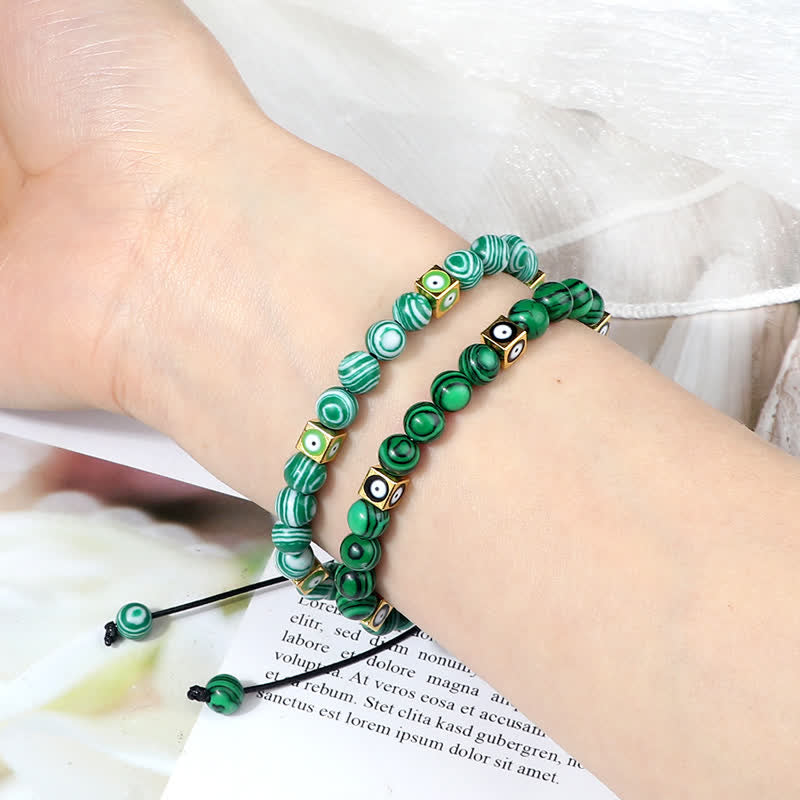 Pulsera trenzada con cuentas de cristal natural de Olivenorma para el mal de ojo 