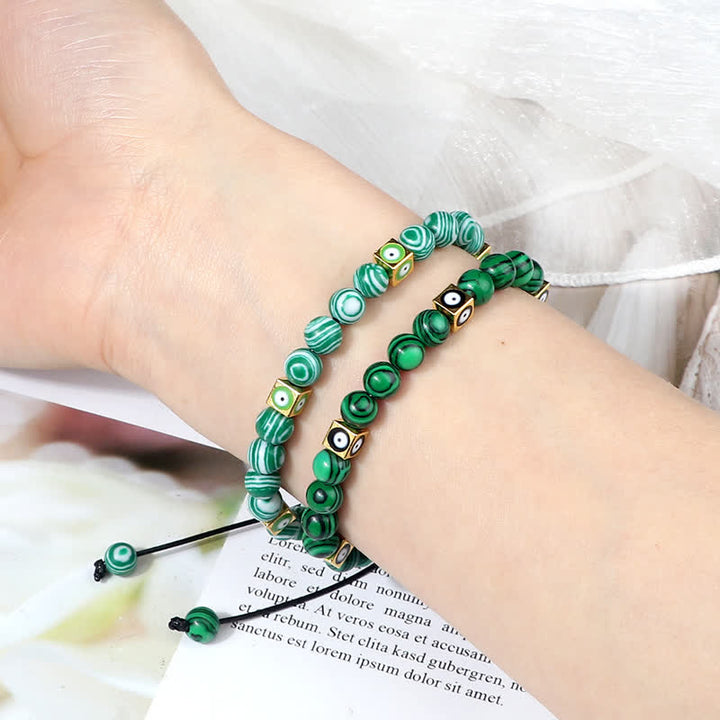 Pulsera trenzada con cuentas de cristal natural de Olivenorma para el mal de ojo 