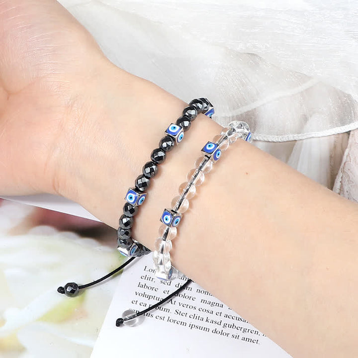 Pulsera trenzada con cuentas de cristal natural de Olivenorma para el mal de ojo 