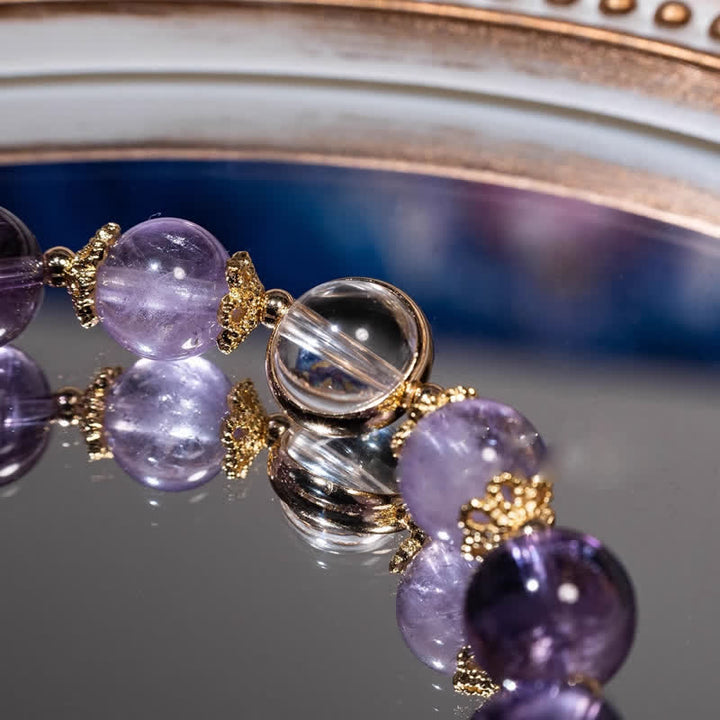 Pulsera con colgante de estrella de ocho puntas de lepidolita y amatista de Olivenorma 