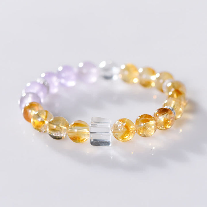 Pulsera de cuentas de citrino y amatista de 9,5 mm de Olivenorma 