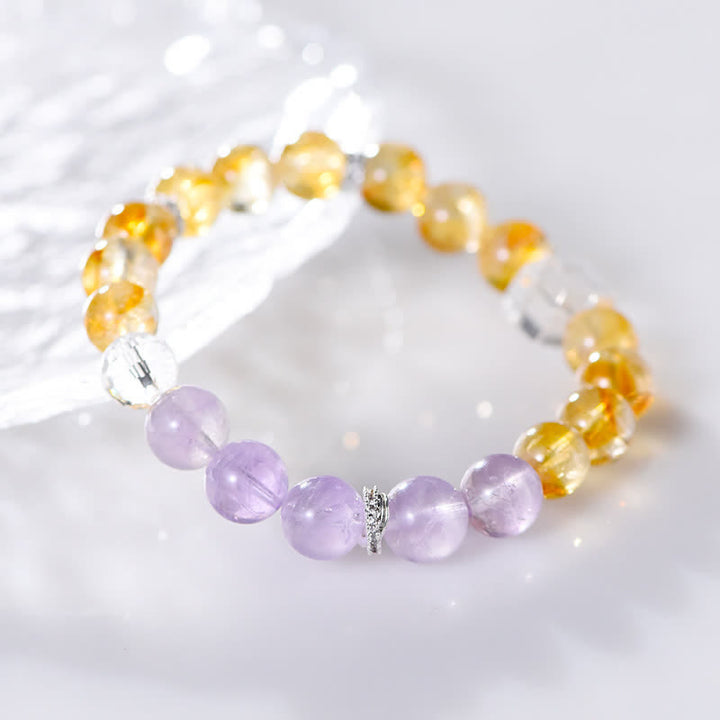 Pulsera de cuentas de citrino y amatista de 9,5 mm de Olivenorma 