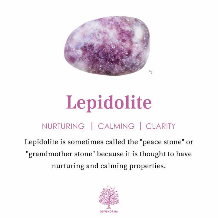Pulsera de cuentas de lepidolita y amatista natural de Olivenorma