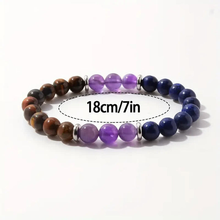 Pulsera de cuentas de amatista, lapislázuli y ojo de tigre de Olivenorma 