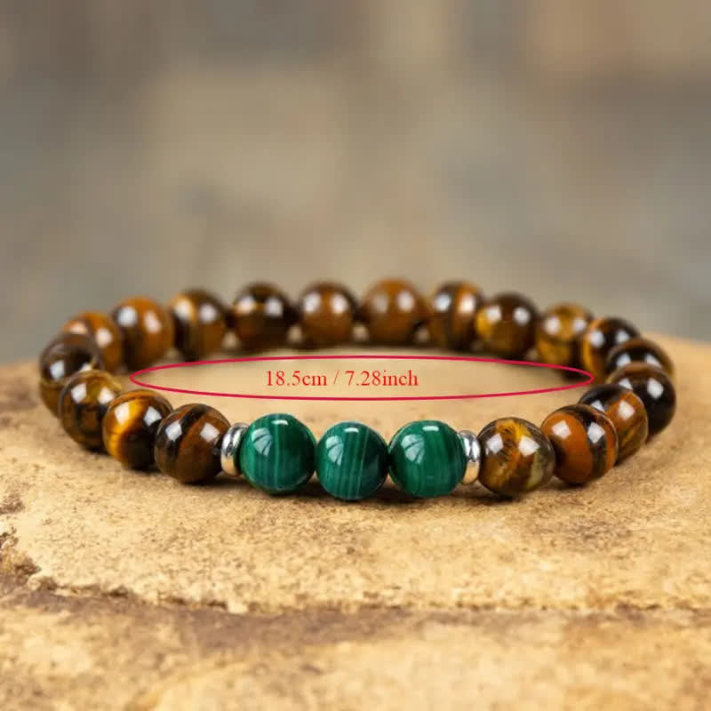 Pulsera de cuentas de aleación de malaquita y ojo de tigre de Olivenorma 