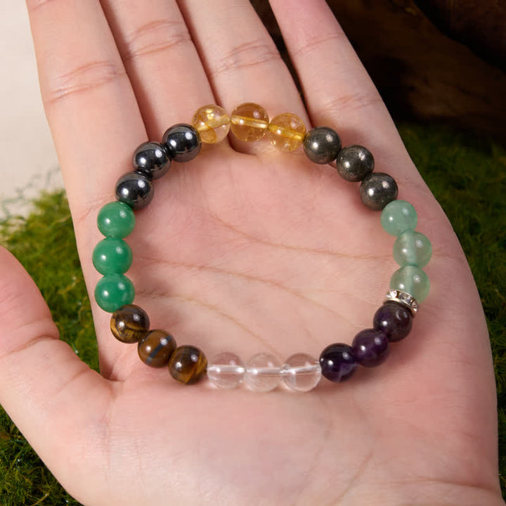 Pulsera de cuentas de citrino, amatista, aventurina verde y hematita de Olivenorma