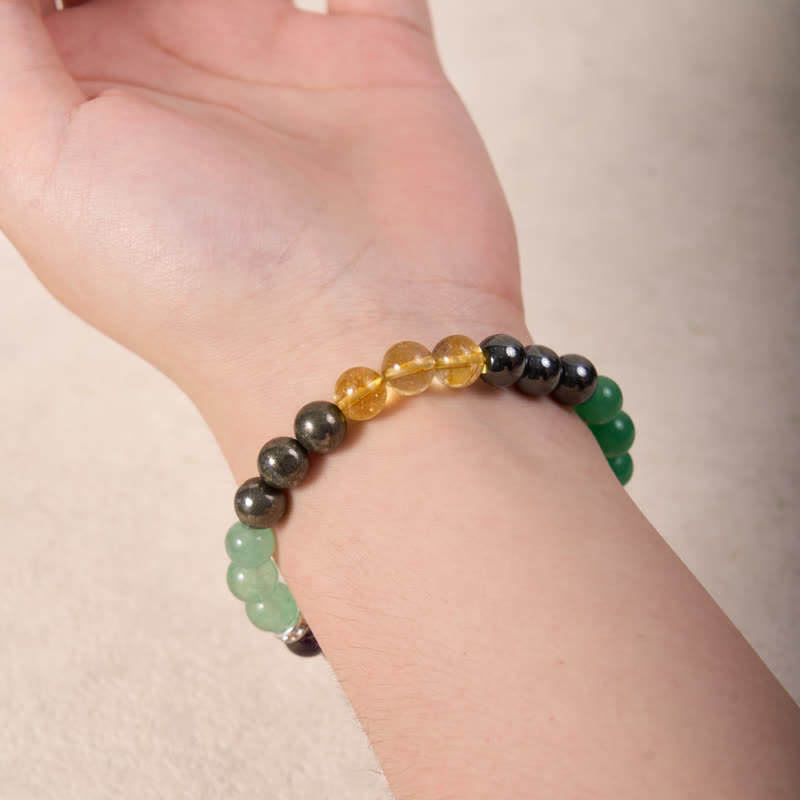 Pulsera de cuentas de citrino, amatista, aventurina verde y hematita de Olivenorma