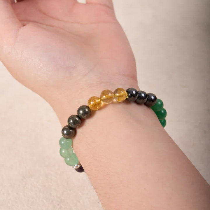 Pulsera de cuentas de citrino, amatista, aventurina verde y hematita de Olivenorma