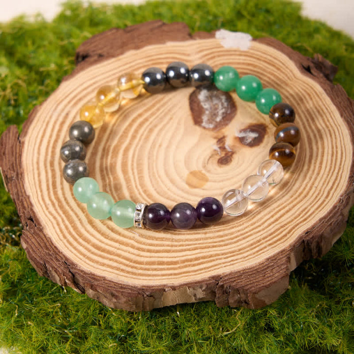 Pulsera de cuentas de citrino, amatista, aventurina verde y hematita de Olivenorma