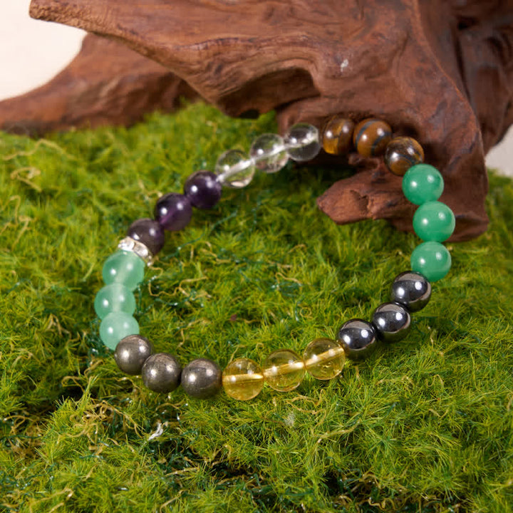 Pulsera de cuentas de citrino, amatista, aventurina verde y hematita de Olivenorma