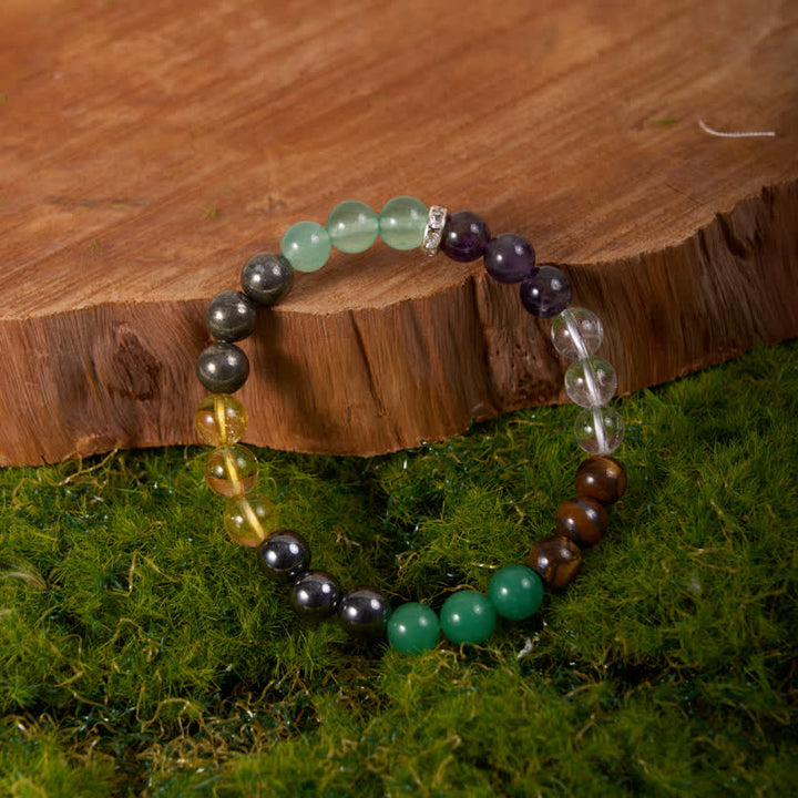 Pulsera de cuentas de citrino, amatista, aventurina verde y hematita de Olivenorma