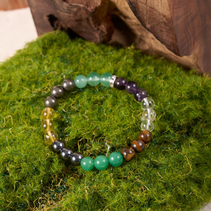 Pulsera de cuentas de citrino, amatista, aventurina verde y hematita de Olivenorma