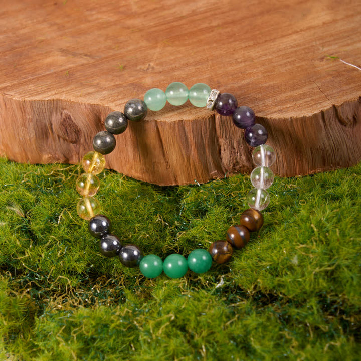 Pulsera de cuentas de citrino, amatista, aventurina verde y hematita de Olivenorma