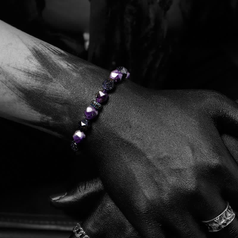 Pulsera de cuentas de amatista natural "Misterios" de Olivenorma 