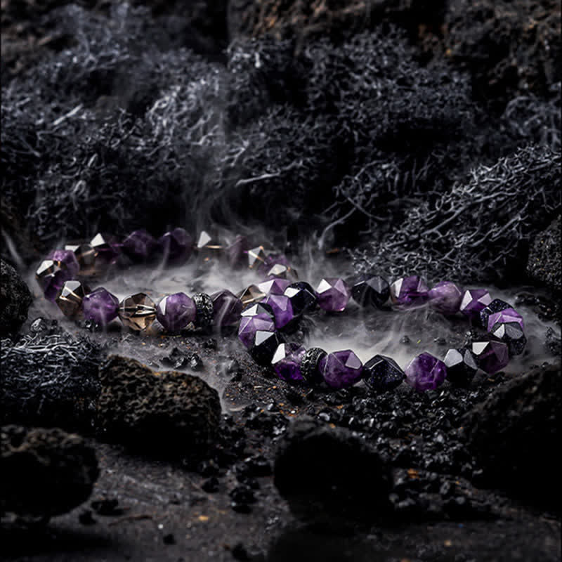 Pulsera de cuentas de amatista natural "Misterios" de Olivenorma 