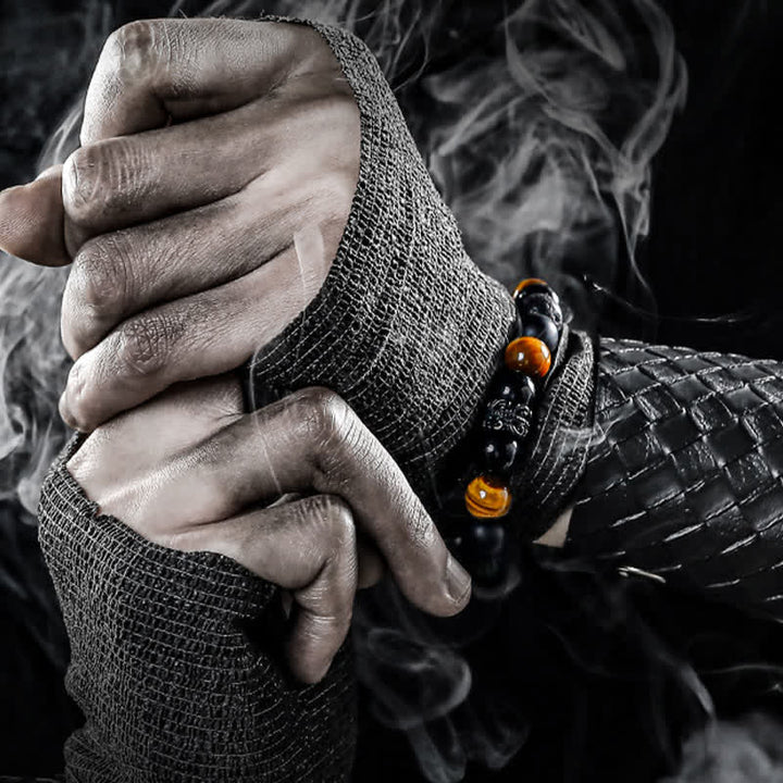 Pulsera de cuentas de cristal natural "Lord Black Warrior" de Olivenorma 