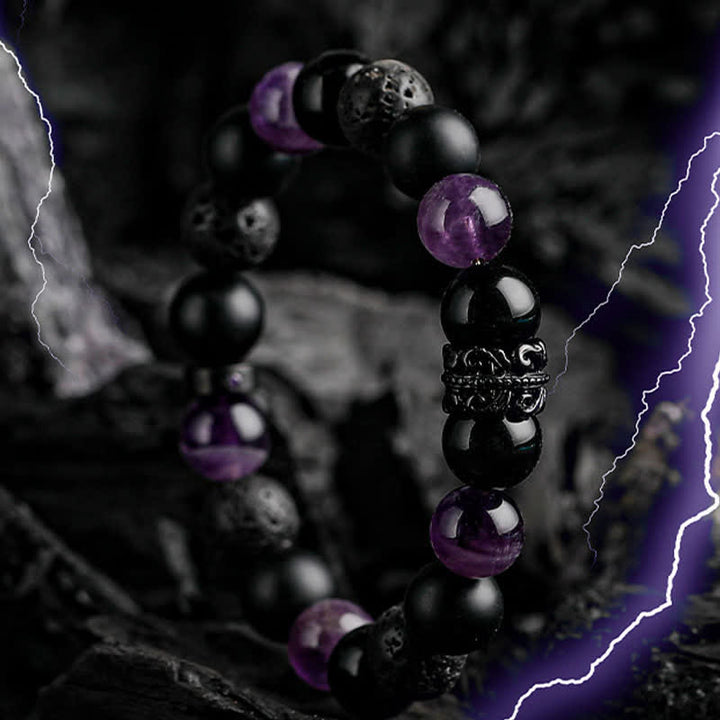 Pulsera de cuentas de cristal natural "Lord Black Warrior" de Olivenorma 