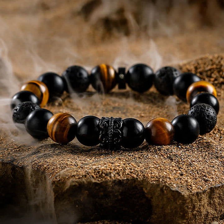 Pulsera de cuentas de cristal natural "Lord Black Warrior" de Olivenorma 