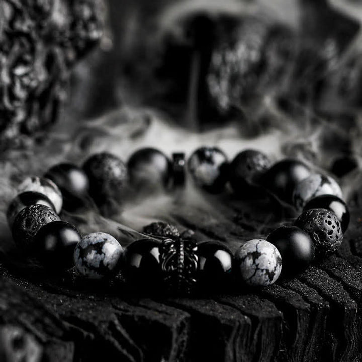 Pulsera de cuentas de cristal natural "Lord Black Warrior" de Olivenorma 