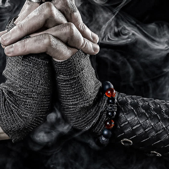 Pulsera de cuentas de cristal natural "Lord Black Warrior" de Olivenorma 
