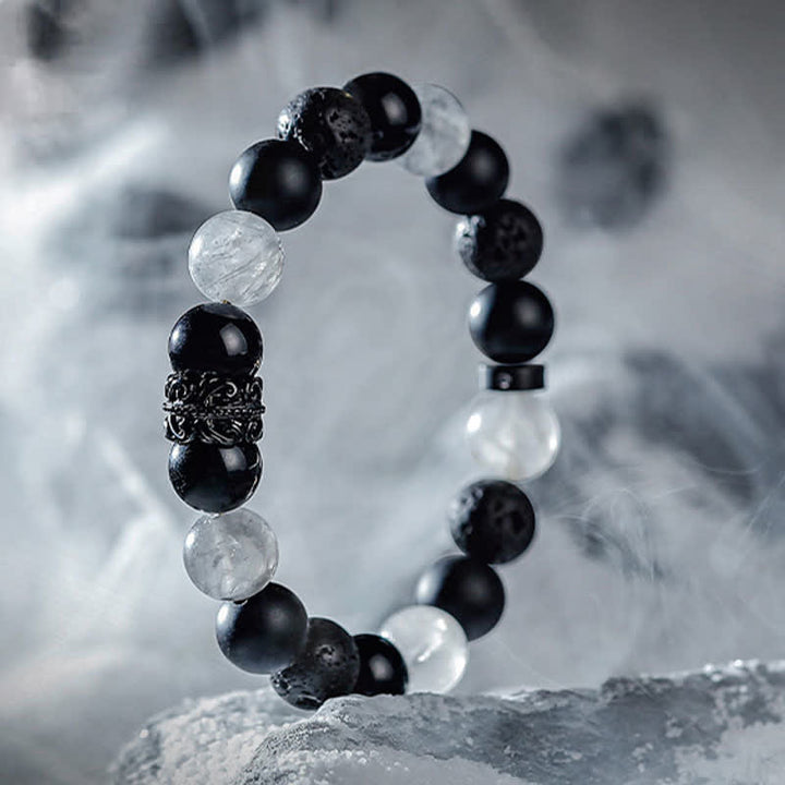 Pulsera de cuentas de cristal natural "Lord Black Warrior" de Olivenorma 