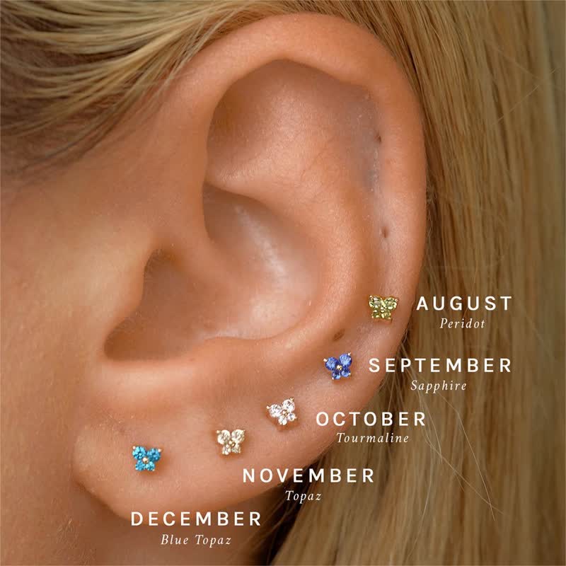 Pendientes con forma de mariposa y piedra natal de Olivenorma12 
