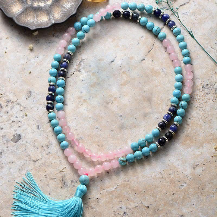 Pulsera y collar con mala de 108 cuentas de cristal de Olivenorma 