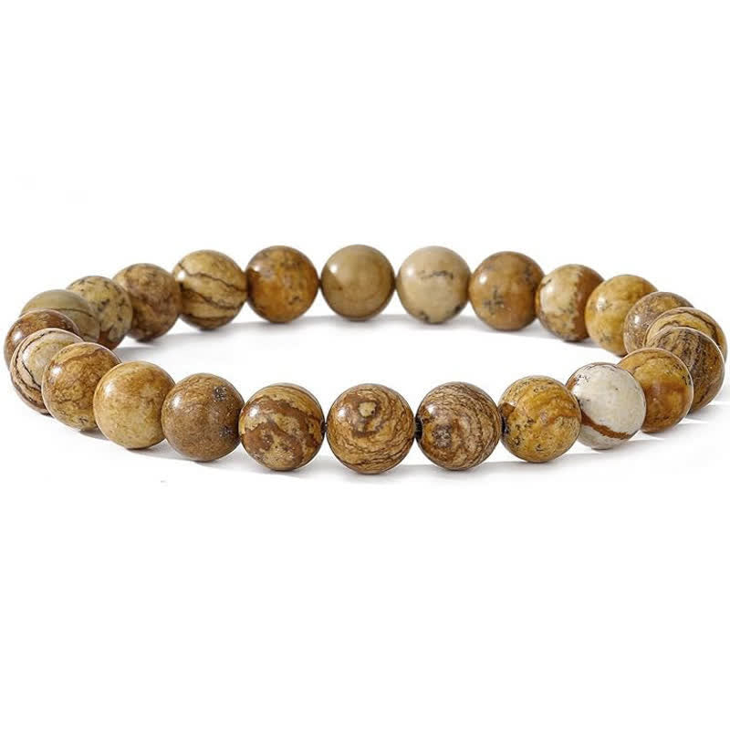 Pulsera de cuentas de piedra natural de 8 mm de Olivenorma para mujer y hombre