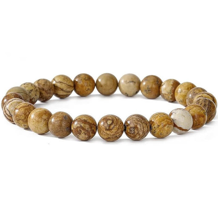 Pulsera de cuentas de piedra natural de 8 mm de Olivenorma para mujer y hombre