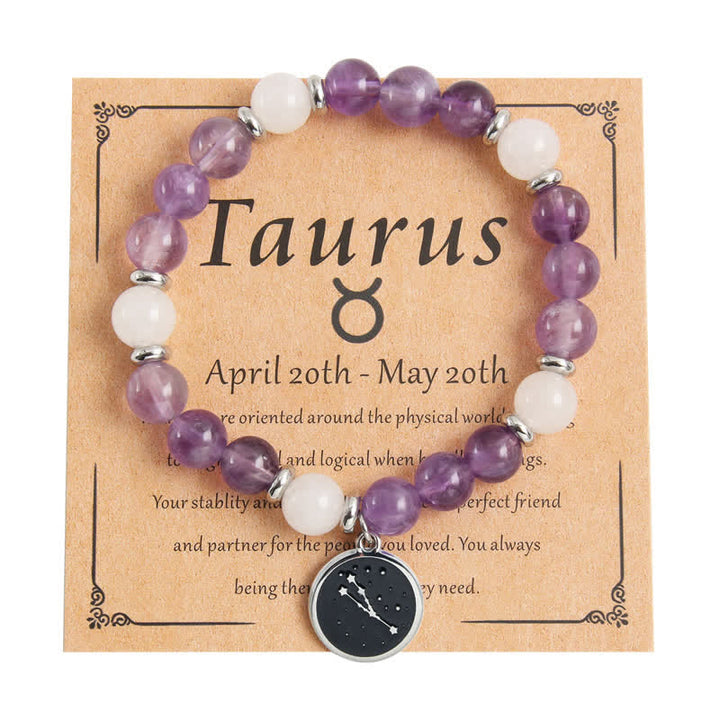 Pulsera de acero inoxidable con cuentas del zodíaco de piedra natural de Olivenorma