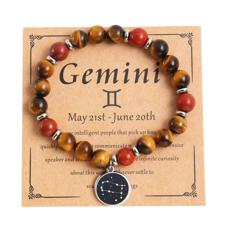 Pulsera de acero inoxidable con cuentas del zodíaco de piedra natural de Olivenorma