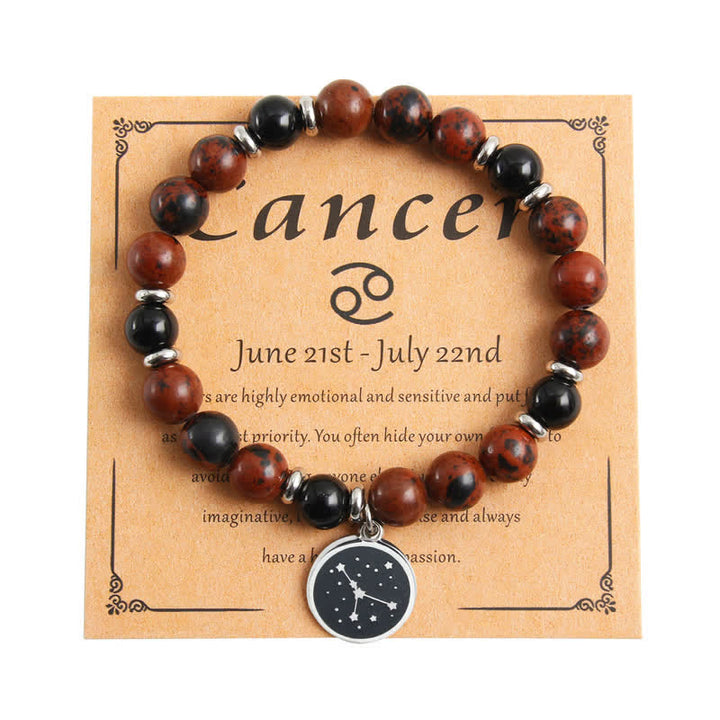 Pulsera de acero inoxidable con cuentas del zodíaco de piedra natural de Olivenorma