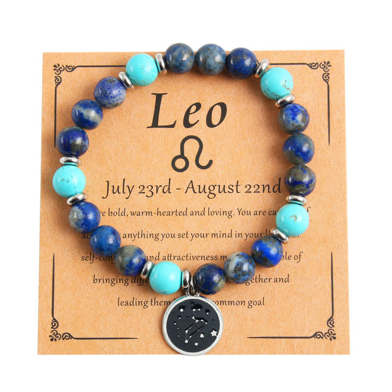 Pulsera de acero inoxidable con cuentas del zodíaco de piedra natural de Olivenorma