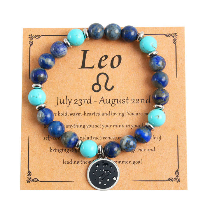 Pulsera de acero inoxidable con cuentas del zodíaco de piedra natural de Olivenorma