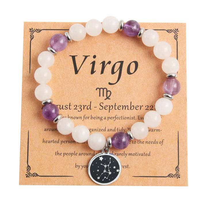 Pulsera de acero inoxidable con cuentas del zodíaco de piedra natural de Olivenorma