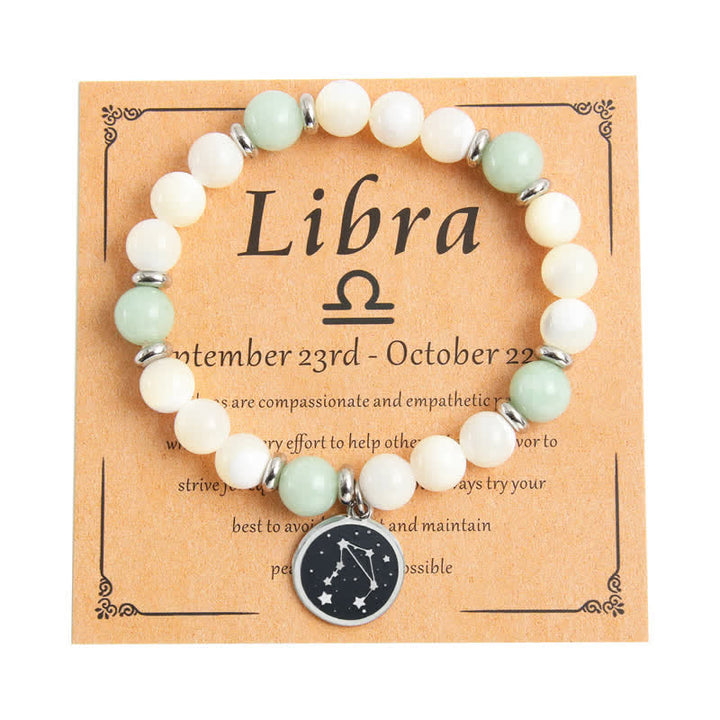 Pulsera de acero inoxidable con cuentas del zodíaco de piedra natural de Olivenorma