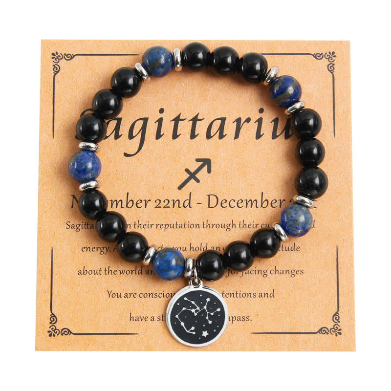 Pulsera de acero inoxidable con cuentas del zodíaco de piedra natural de Olivenorma
