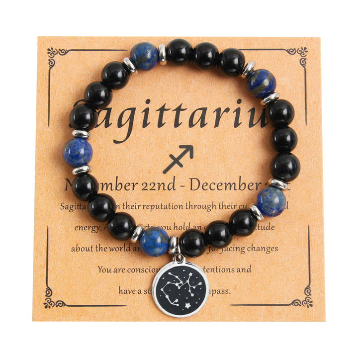 Pulsera de acero inoxidable con cuentas del zodíaco de piedra natural de Olivenorma