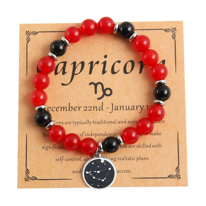Pulsera de acero inoxidable con cuentas del zodíaco de piedra natural de Olivenorma